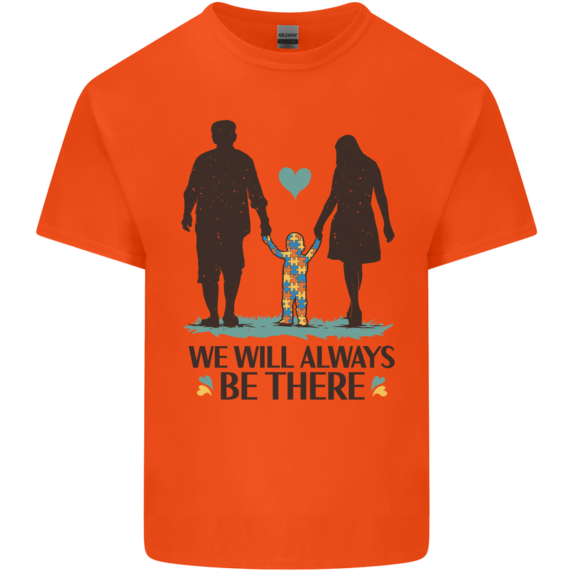 Autism We Will Always Be There Autistic Mens Cotton T-Shirt Tee Top Orange