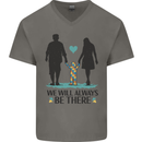 Autism We Will Always Be There Autistic Mens V-Neck Cotton T-Shirt Charcoal