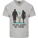 Autism We Will Always Be There Autistic Mens V-Neck Cotton T-Shirt Sports Grey