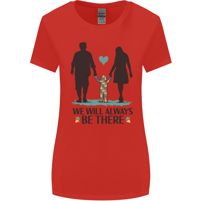 Autism We Will Always Be There Autistic Womens Wider Cut T-Shirt Red