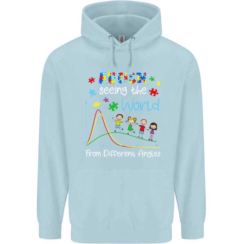 Autism World From Different Angles Autistic Childrens Kids Hoodie Light Blue