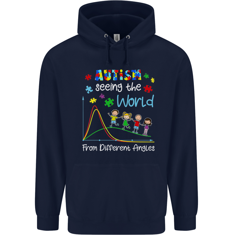 Autism World From Different Angles Autistic Childrens Kids Hoodie Navy Blue