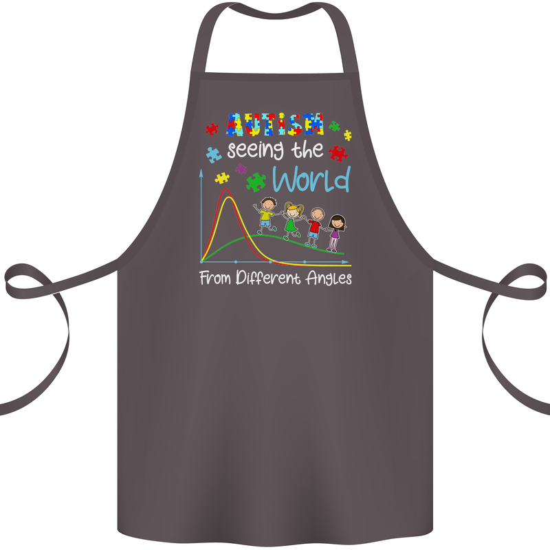Autism World From Different Angles Autistic Cotton Apron 100% Organic Dark Grey