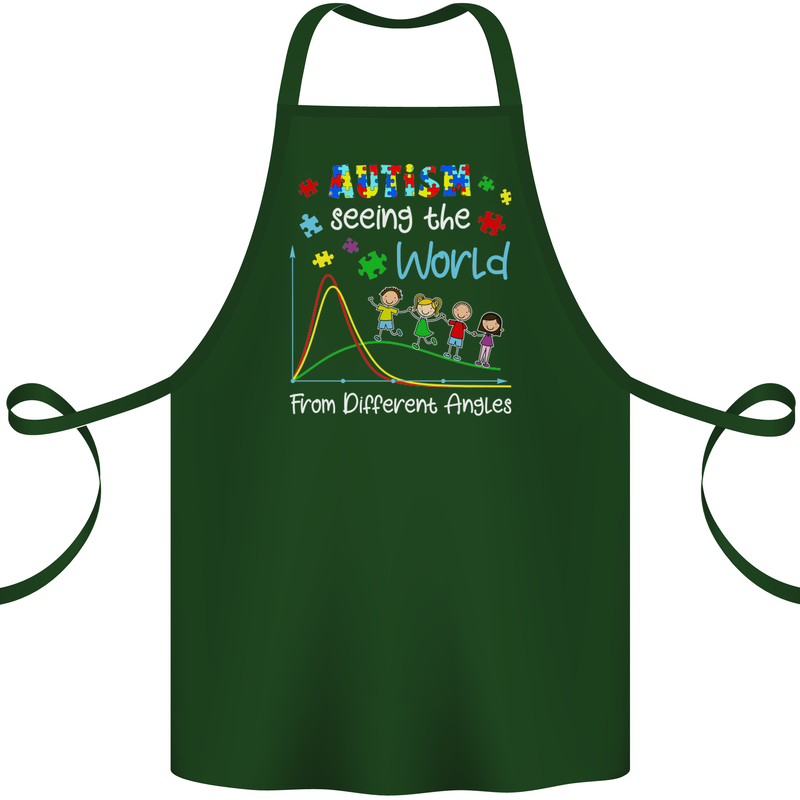 Autism World From Different Angles Autistic Cotton Apron 100% Organic Forest Green