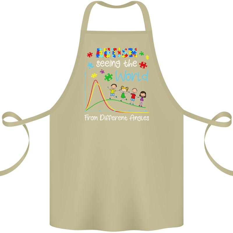 Autism World From Different Angles Autistic Cotton Apron 100% Organic Khaki