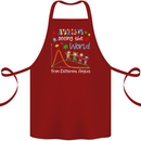 Autism World From Different Angles Autistic Cotton Apron 100% Organic Maroon