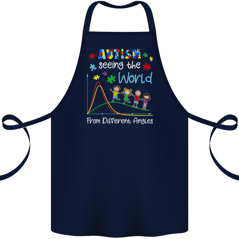 Autism World From Different Angles Autistic Cotton Apron 100% Organic Navy Blue