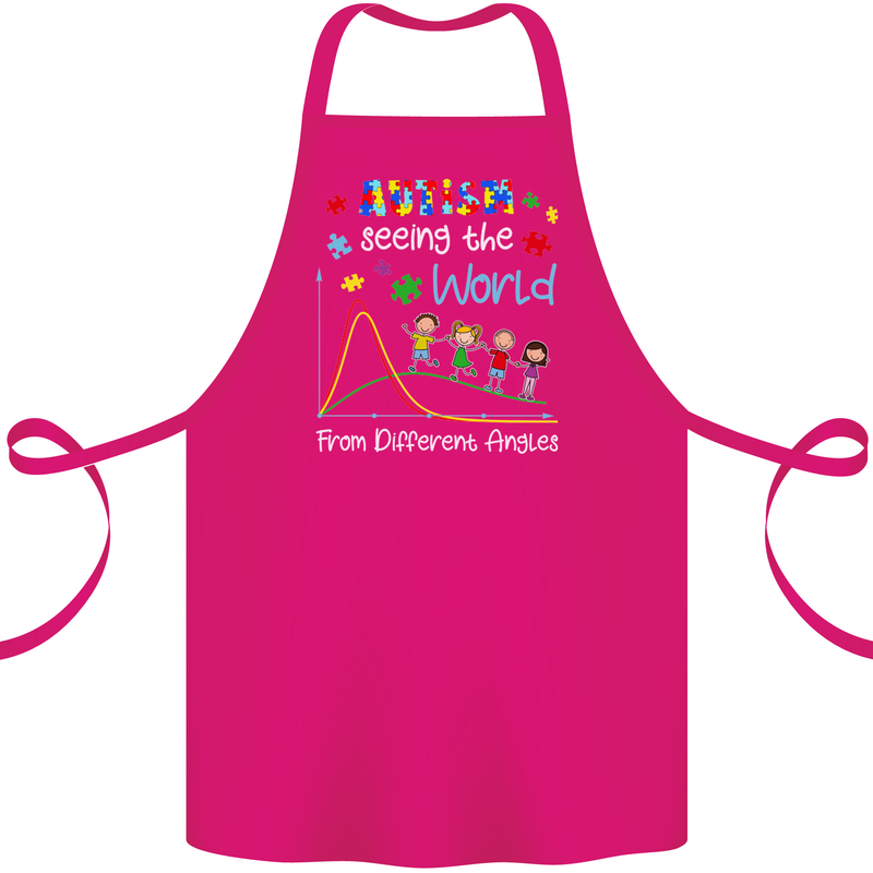 Autism World From Different Angles Autistic Cotton Apron 100% Organic Pink