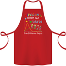 Autism World From Different Angles Autistic Cotton Apron 100% Organic Red