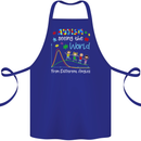 Autism World From Different Angles Autistic Cotton Apron 100% Organic Royal Blue