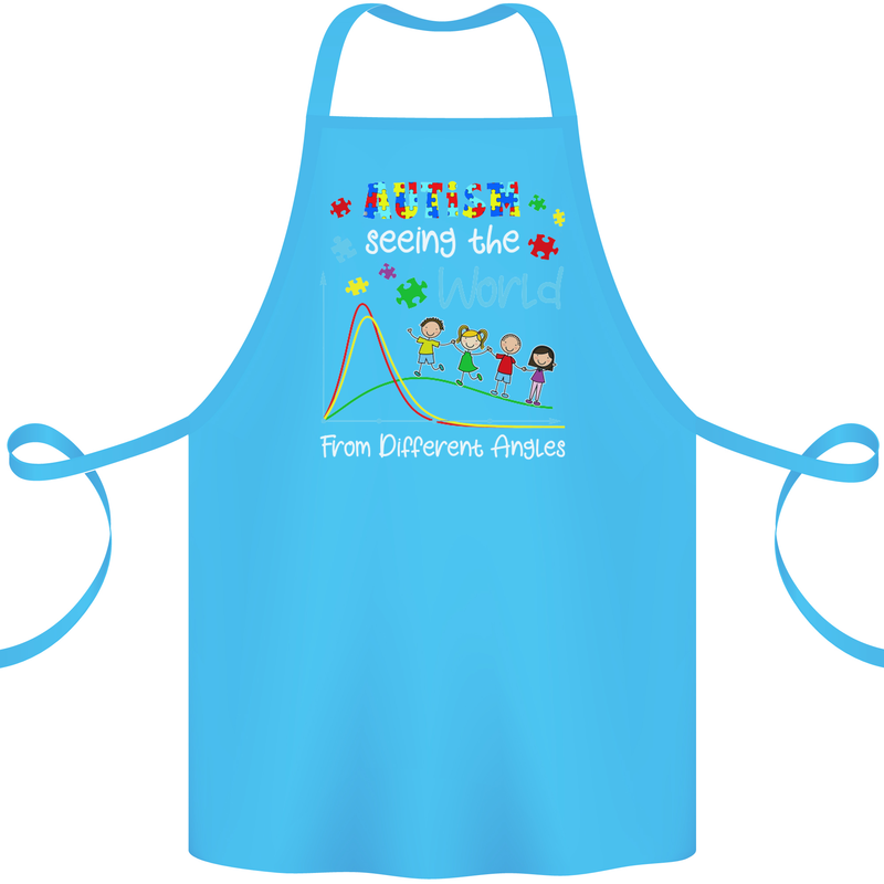Autism World From Different Angles Autistic Cotton Apron 100% Organic Turquoise