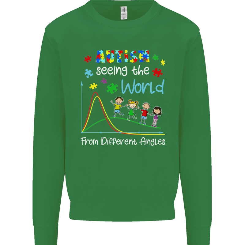 Autism World From Different Angles Autistic Kids Sweatshirt Jumper Irish Green