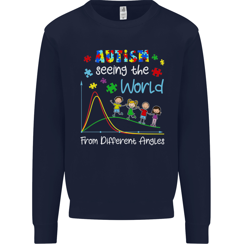 Autism World From Different Angles Autistic Kids Sweatshirt Jumper Navy Blue