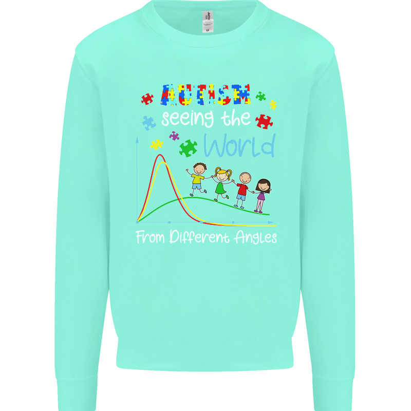 Autism World From Different Angles Autistic Kids Sweatshirt Jumper Peppermint