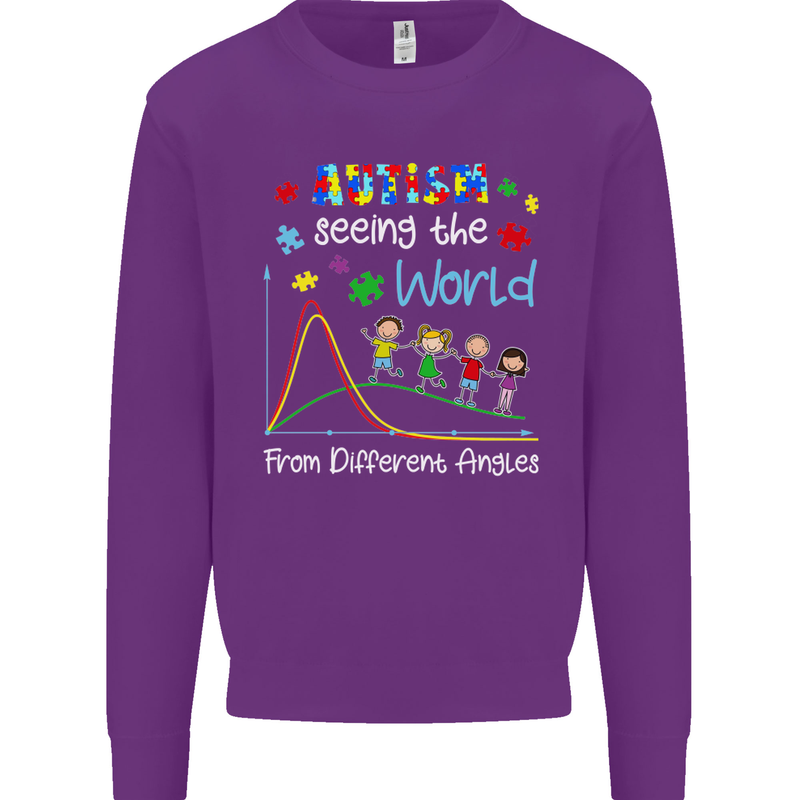 Autism World From Different Angles Autistic Kids Sweatshirt Jumper Purple