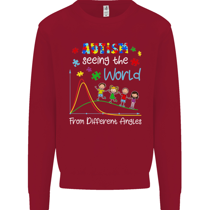 Autism World From Different Angles Autistic Kids Sweatshirt Jumper Red
