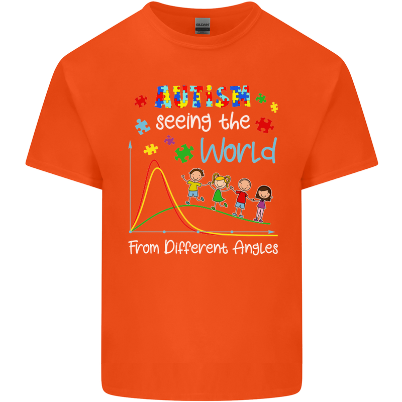 Autism World From Different Angles Autistic Kids T-Shirt Childrens Orange