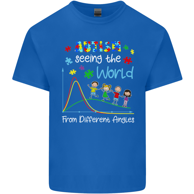 Autism World From Different Angles Autistic Kids T-Shirt Childrens Royal Blue