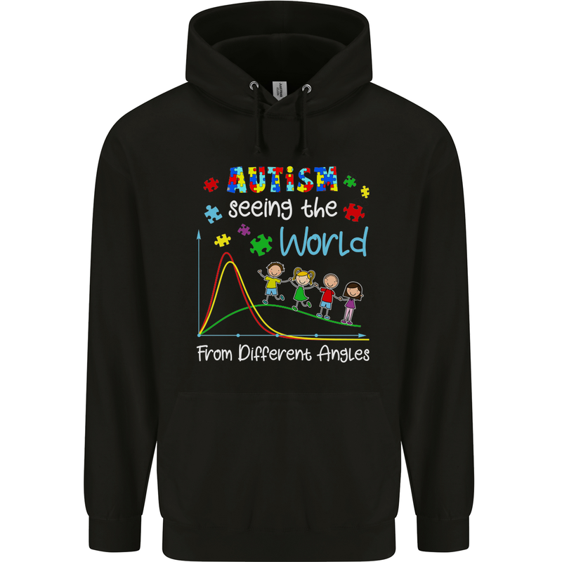 Autism World From Different Angles Autistic Mens 80% Cotton Hoodie Black