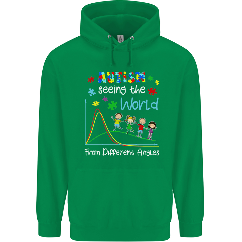 Autism World From Different Angles Autistic Mens 80% Cotton Hoodie Irish Green