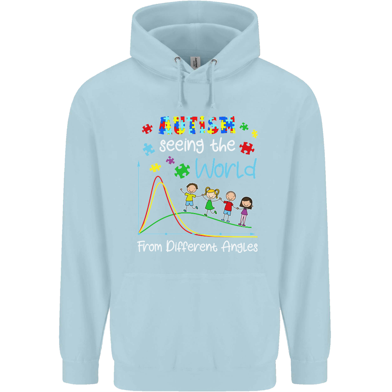 Autism World From Different Angles Autistic Mens 80% Cotton Hoodie Light Blue