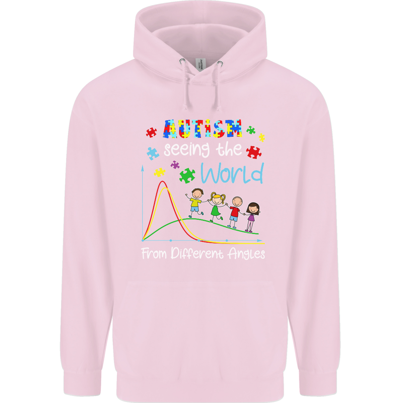 Autism World From Different Angles Autistic Mens 80% Cotton Hoodie Light Pink