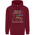 Autism World From Different Angles Autistic Mens 80% Cotton Hoodie Maroon