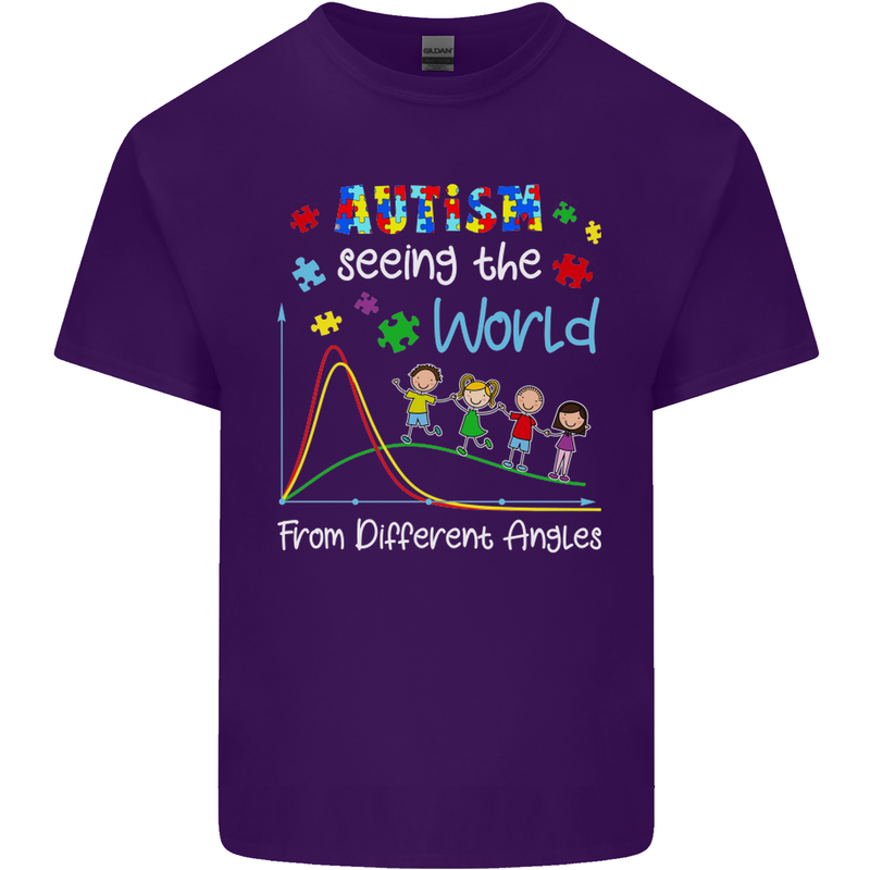 Autism World From Different Angles Autistic Mens Cotton T-Shirt Tee Top Purple