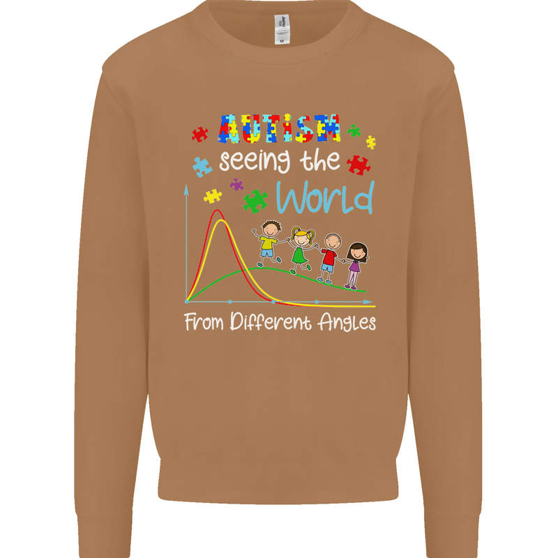 Autism World From Different Angles Autistic Mens Sweatshirt Jumper Caramel Latte