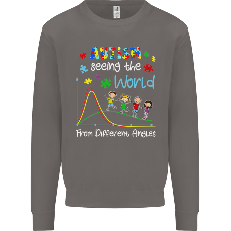 Autism World From Different Angles Autistic Mens Sweatshirt Jumper Charcoal