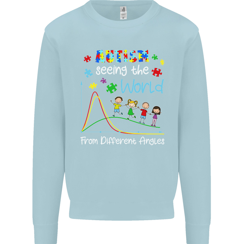 Autism World From Different Angles Autistic Mens Sweatshirt Jumper Light Blue