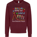 Autism World From Different Angles Autistic Mens Sweatshirt Jumper Maroon