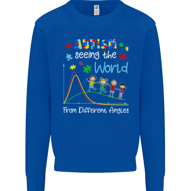 Autism World From Different Angles Autistic Mens Sweatshirt Jumper Royal Blue