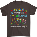 Autism World From Different Angles Autistic Mens T-Shirt Cotton Gildan Dark Chocolate