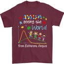 Autism World From Different Angles Autistic Mens T-Shirt Cotton Gildan Maroon