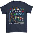 Autism World From Different Angles Autistic Mens T-Shirt Cotton Gildan Navy Blue