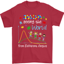 Autism World From Different Angles Autistic Mens T-Shirt Cotton Gildan Red