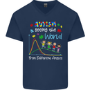 Autism World From Different Angles Autistic Mens V-Neck Cotton T-Shirt Navy Blue