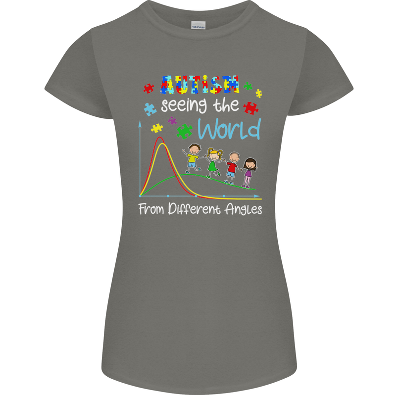 Autism World From Different Angles Autistic Womens Petite Cut T-Shirt Charcoal