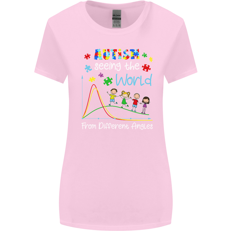 Autism World From Different Angles Autistic Womens Wider Cut T-Shirt Light Pink