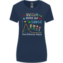 Autism World From Different Angles Autistic Womens Wider Cut T-Shirt Navy Blue