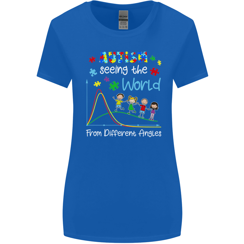 Autism World From Different Angles Autistic Womens Wider Cut T-Shirt Royal Blue