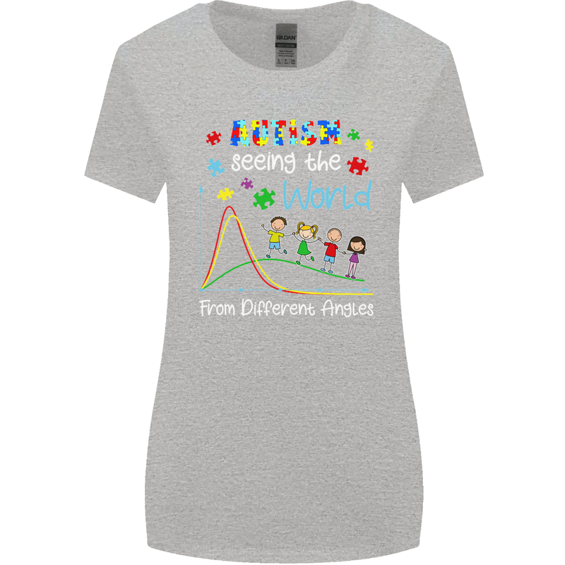 Autism World From Different Angles Autistic Womens Wider Cut T-Shirt Sports Grey