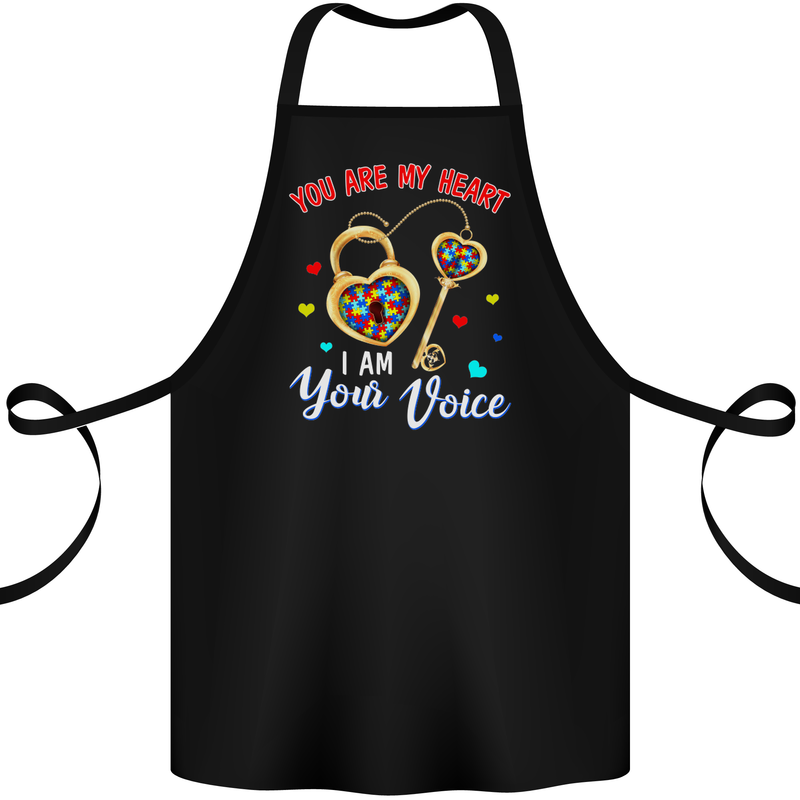 Autism You Are My Heart I Am Your Voice ASD Cotton Apron 100% Organic Black