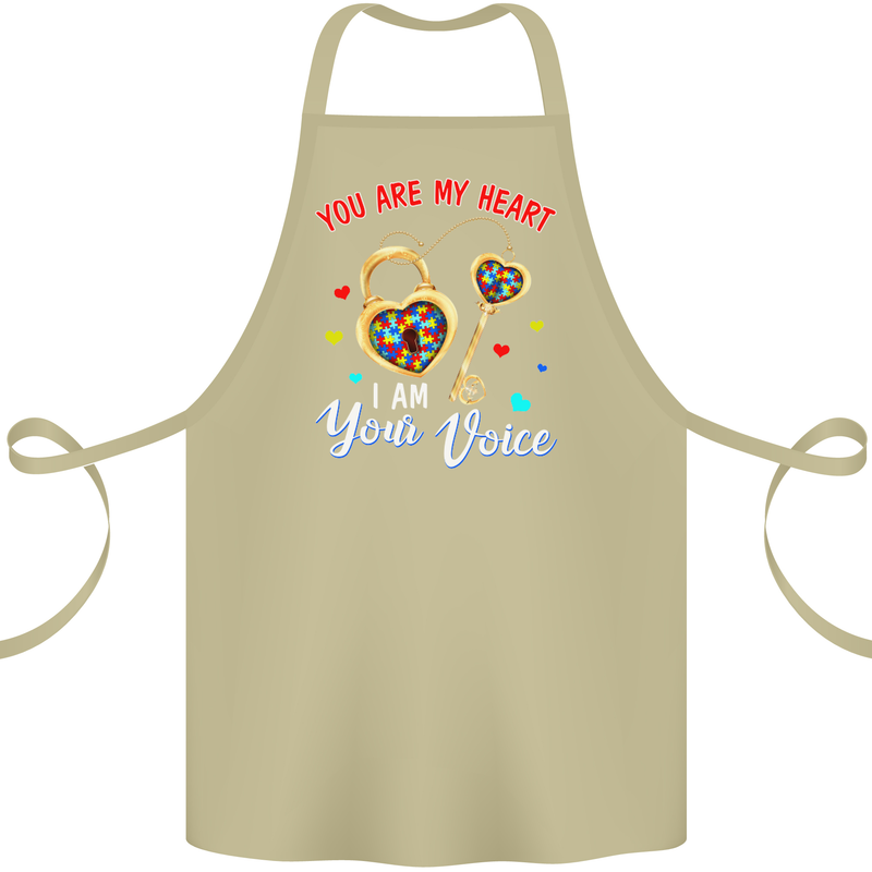 Autism You Are My Heart I Am Your Voice ASD Cotton Apron 100% Organic Khaki