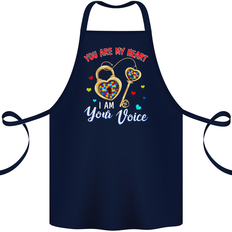 Autism You Are My Heart I Am Your Voice ASD Cotton Apron 100% Organic Navy Blue