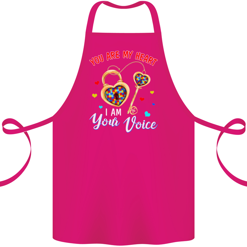 Autism You Are My Heart I Am Your Voice ASD Cotton Apron 100% Organic Pink