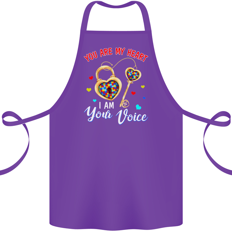 Autism You Are My Heart I Am Your Voice ASD Cotton Apron 100% Organic Purple