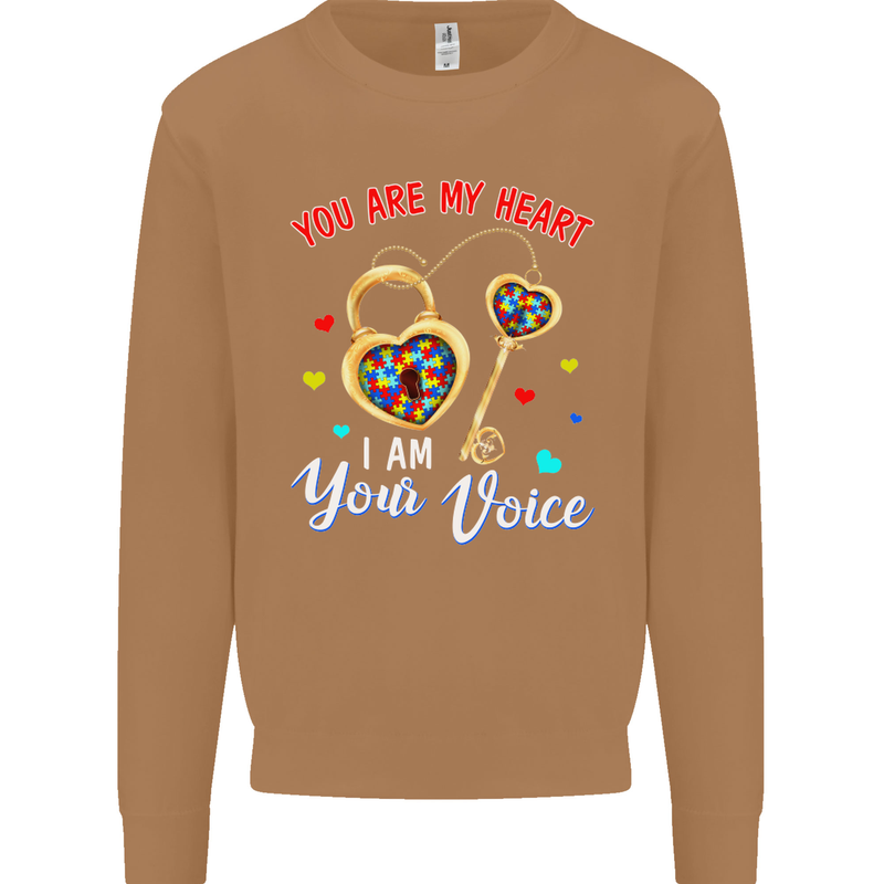 Autism You Are My Heart I Am Your Voice ASD Mens Sweatshirt Jumper Caramel Latte