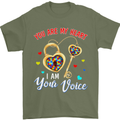Autism You Are My Heart I Am Your Voice ASD Mens T-Shirt Cotton Gildan Military Green